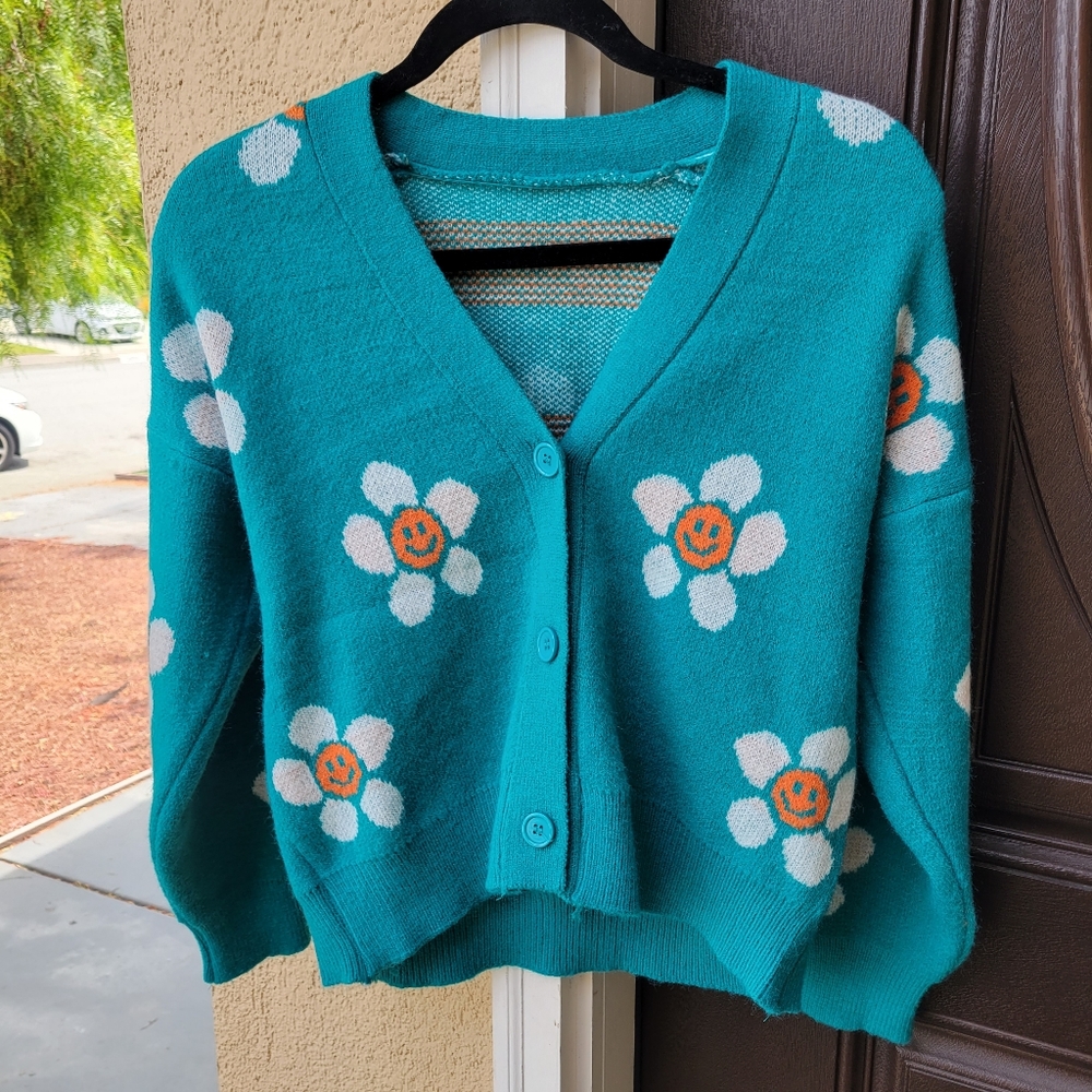 Flower Button Up Cardigan